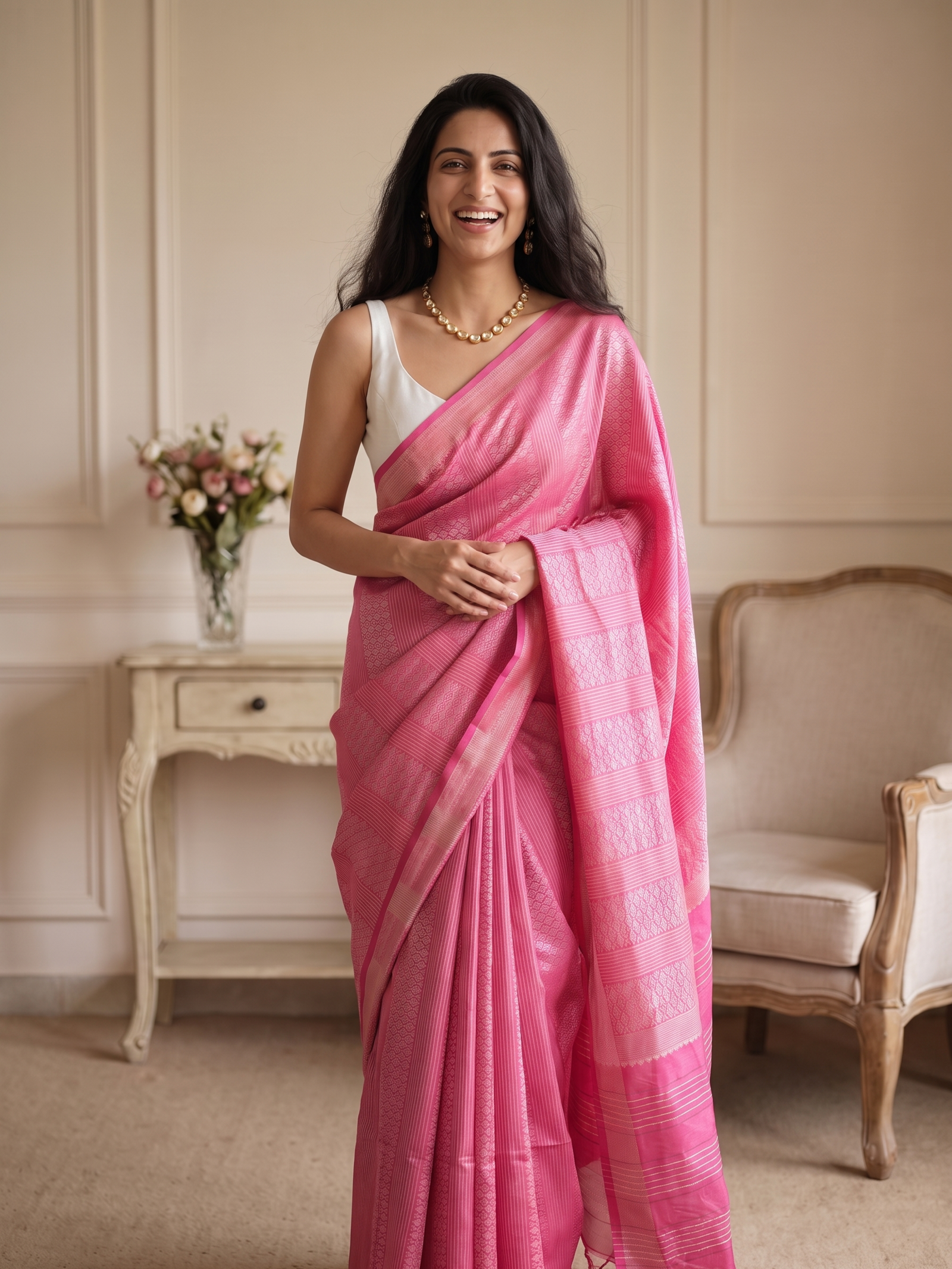 Gulab Sitara Jari Silk Saree