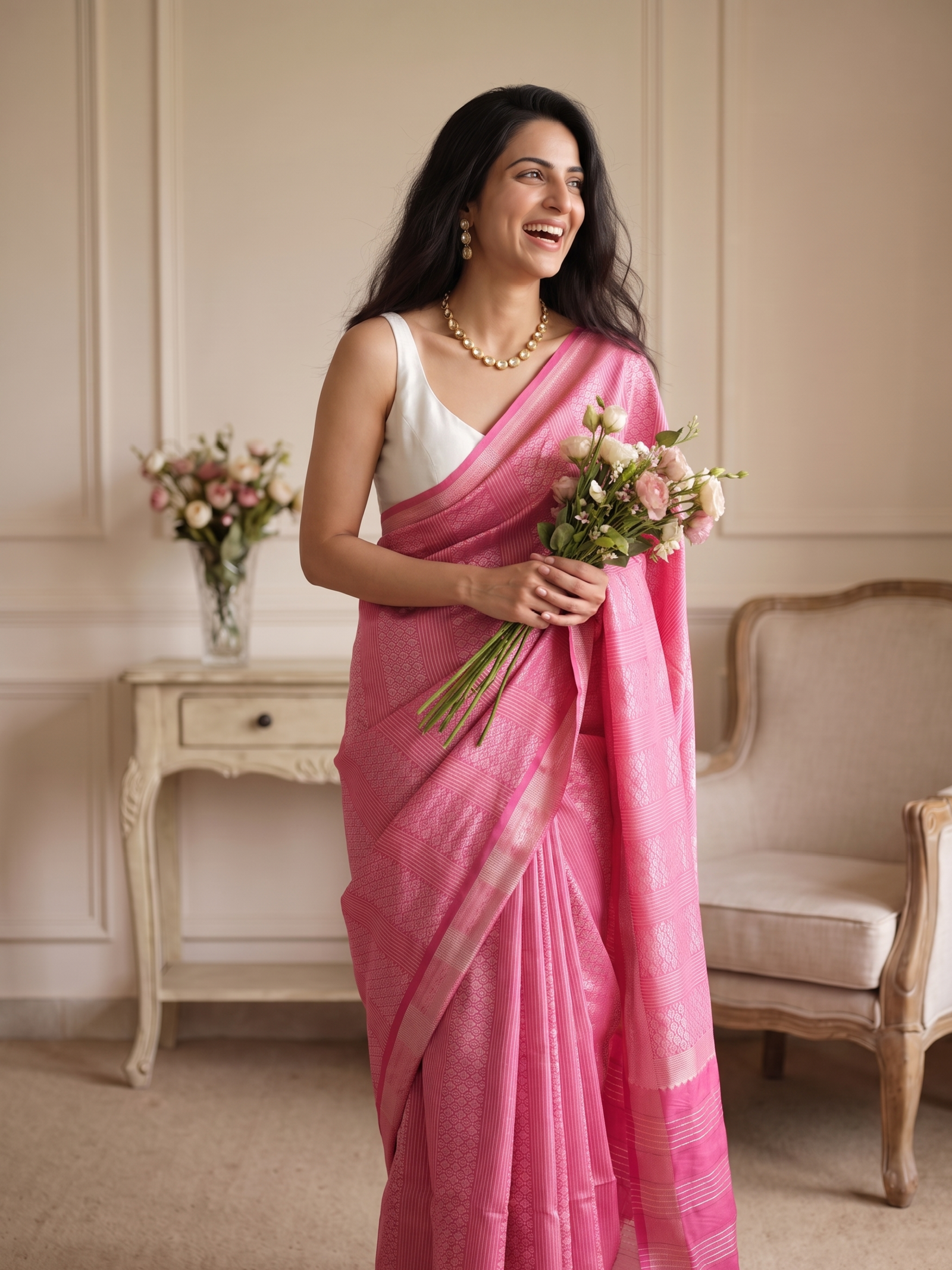Gulab Sitara Jari Silk Saree