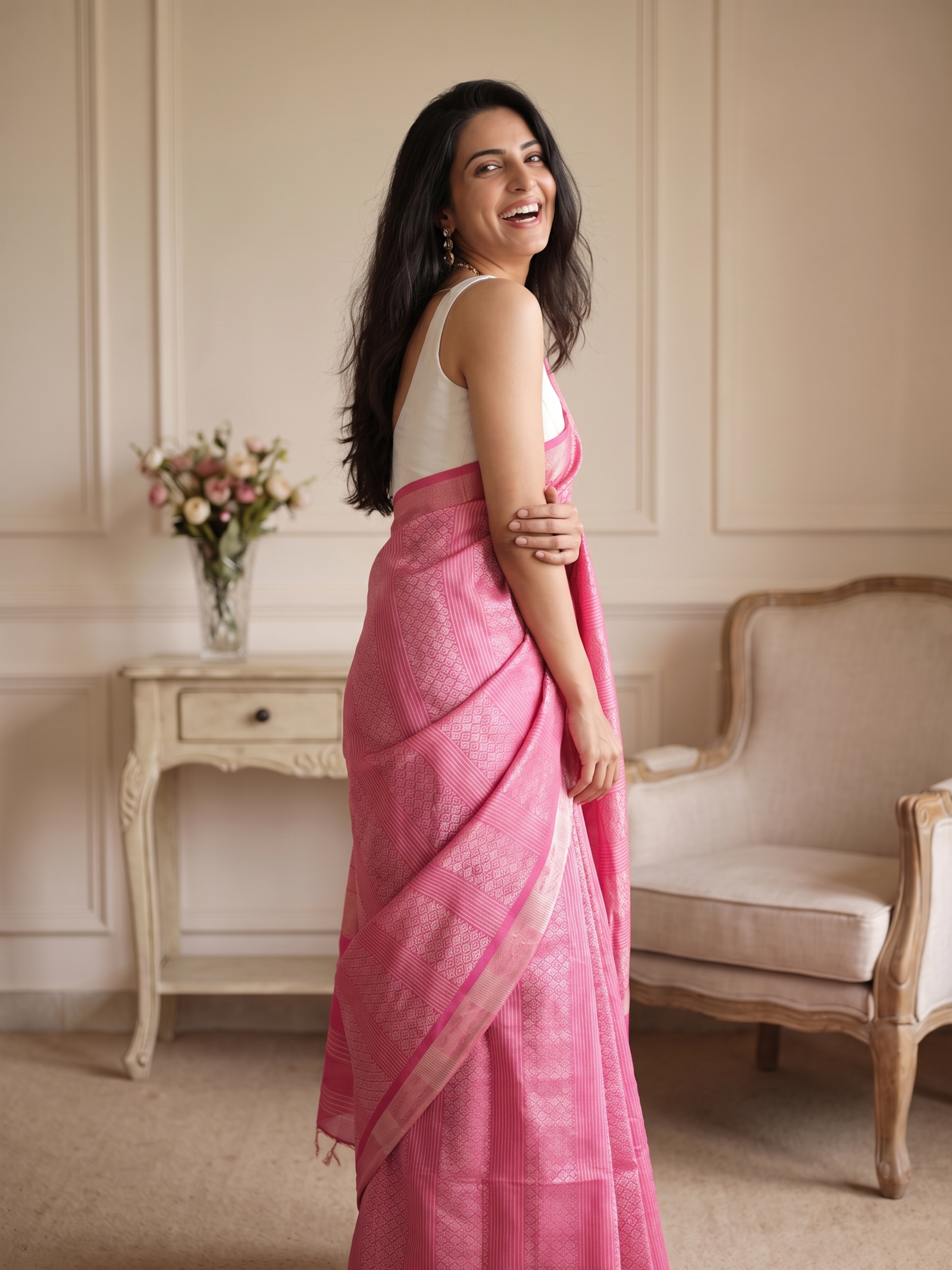 Gulab Sitara Jari Silk Saree