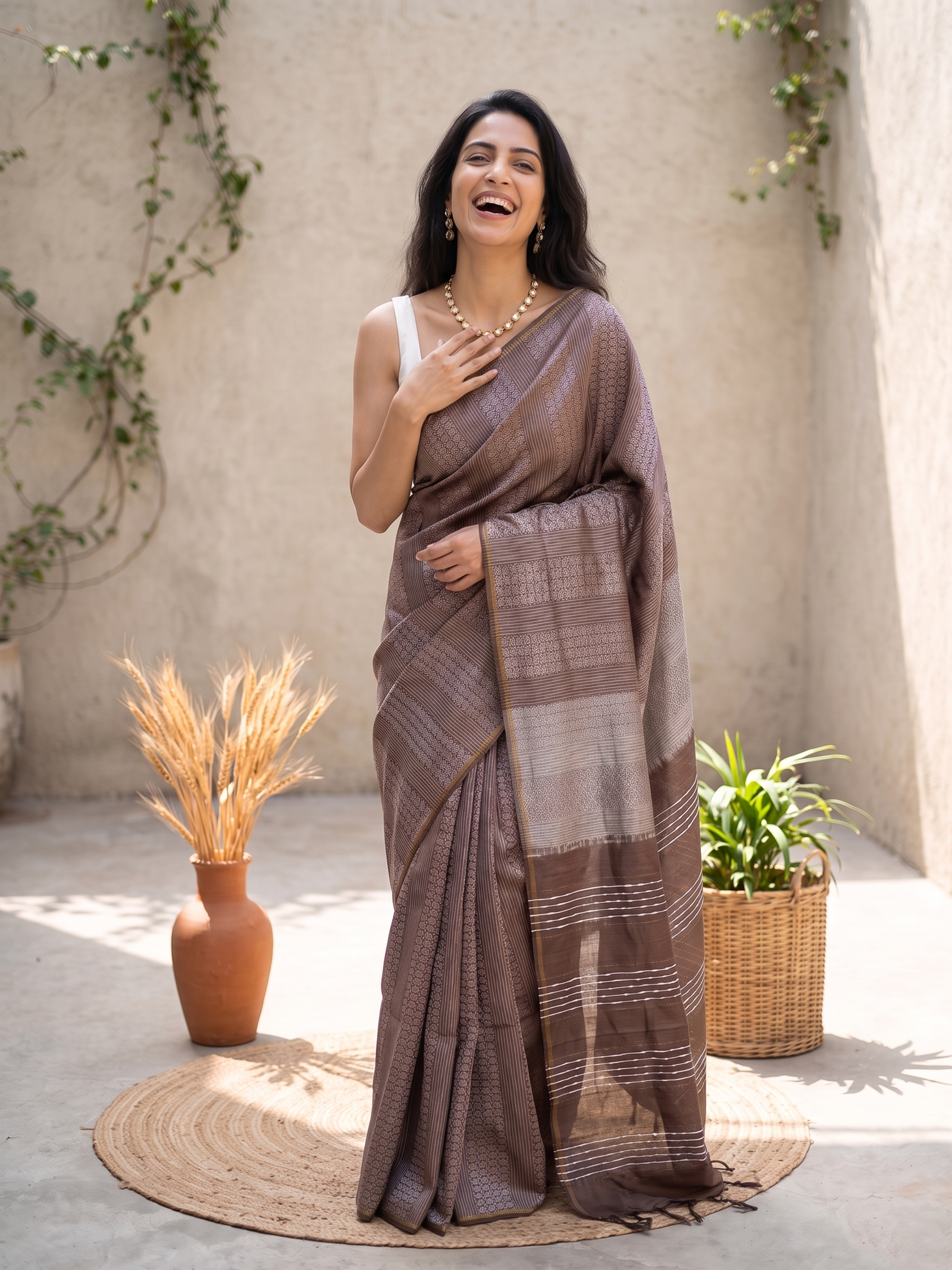 Mitti Gul Jari Silk Saree