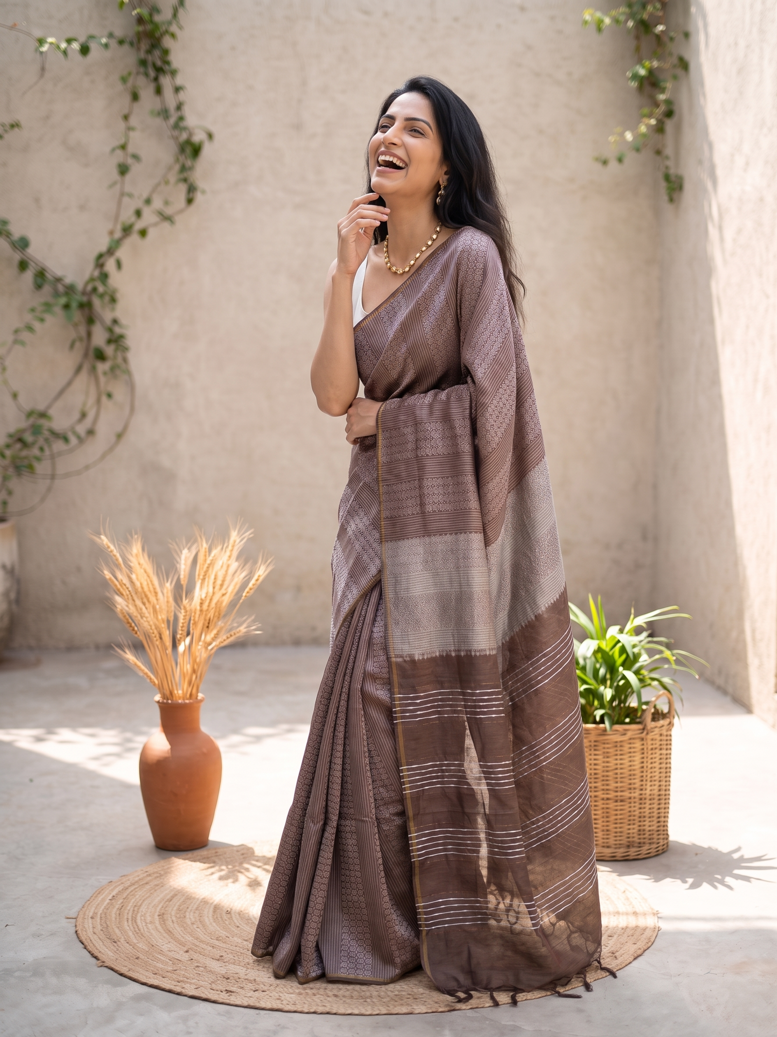 Mitti Gul Jari Silk Saree