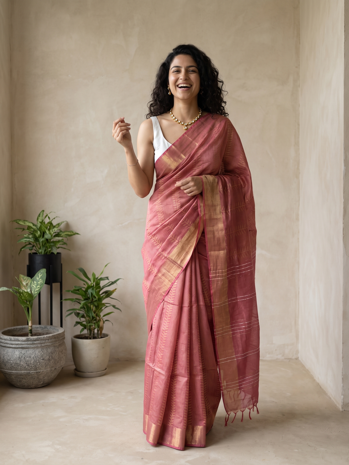 Blush Rose Jari Silk Saree