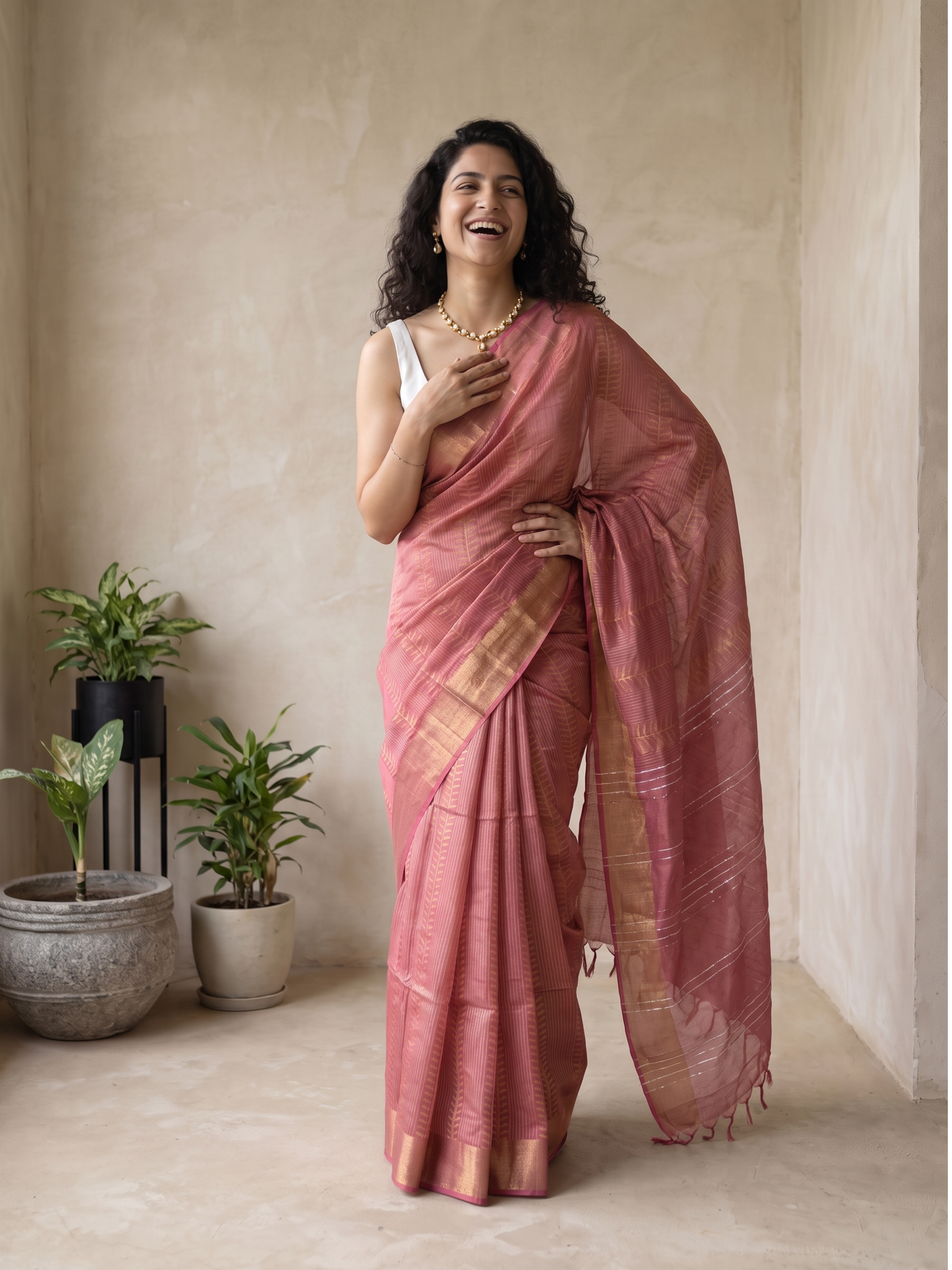 Blush Rose Jari Silk Saree