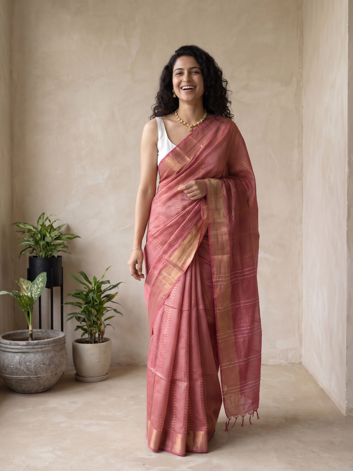 Blush Rose Jari Silk Saree