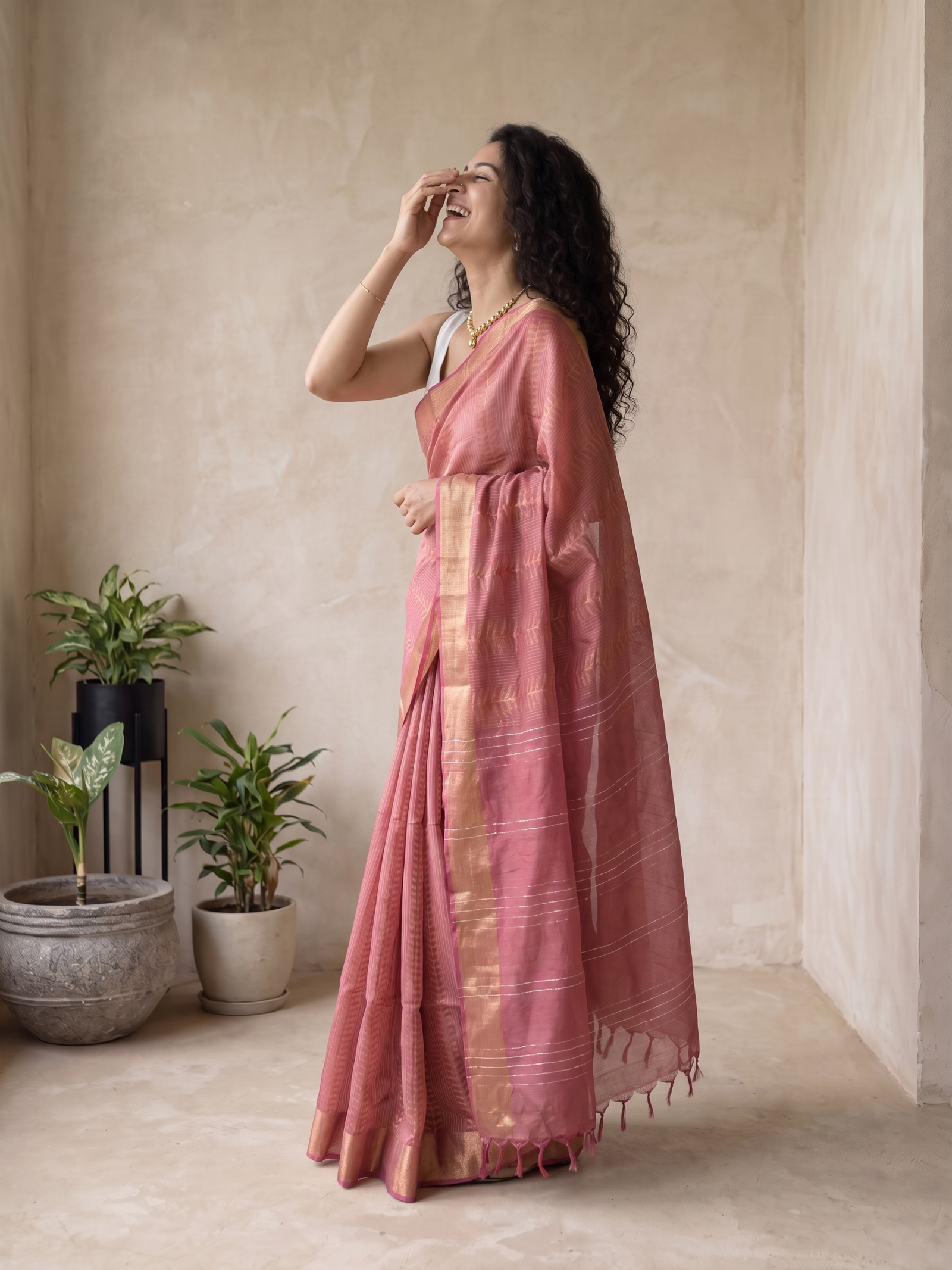 Blush Rose Jari Silk Saree