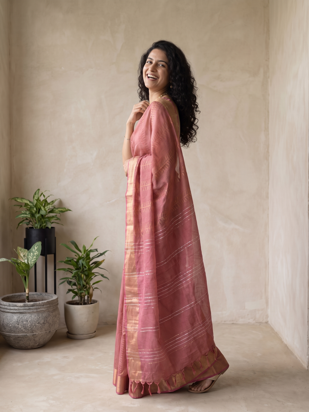 Blush Rose Jari Silk Saree