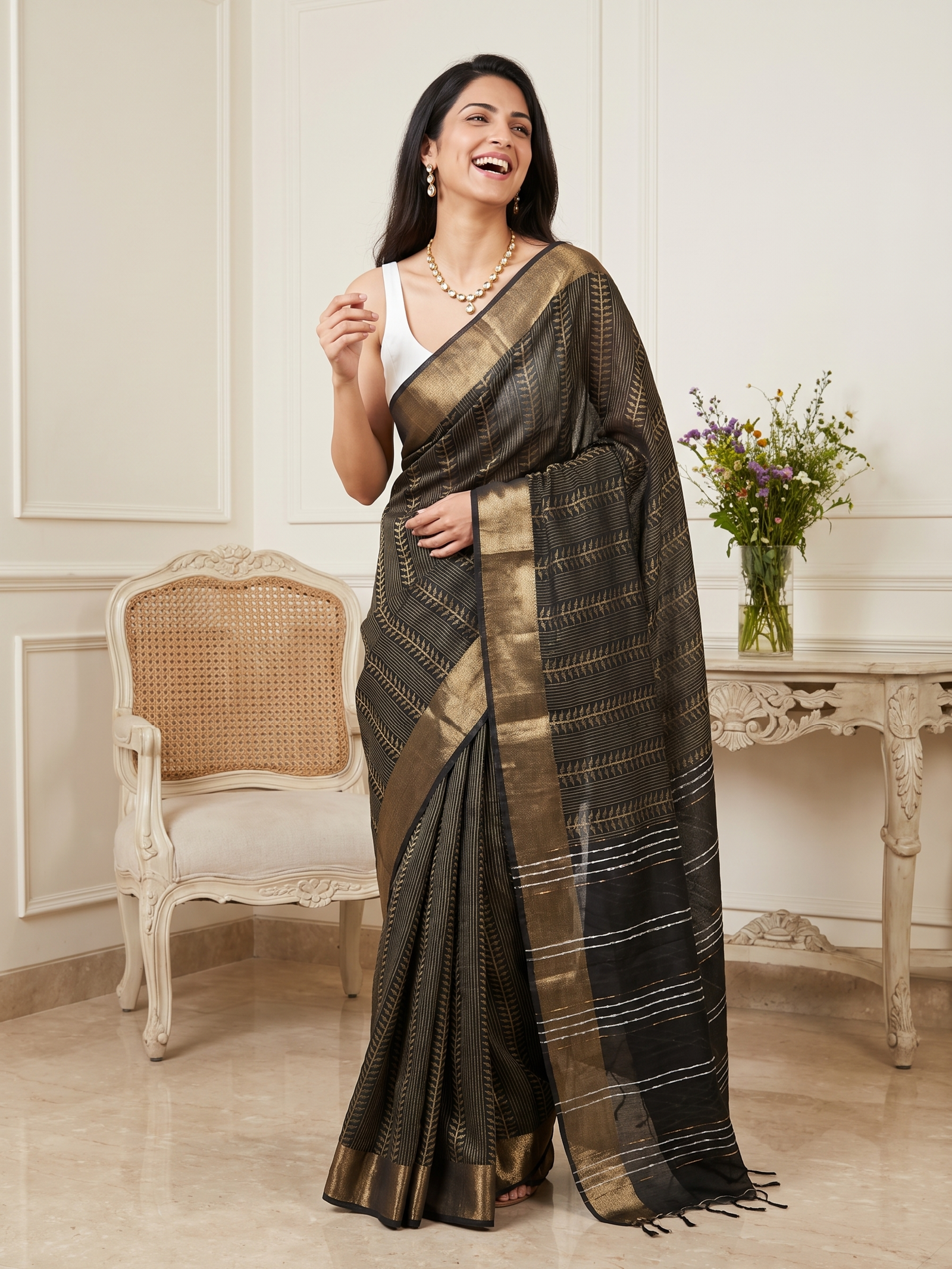 Classic Black Jari Silk Saree