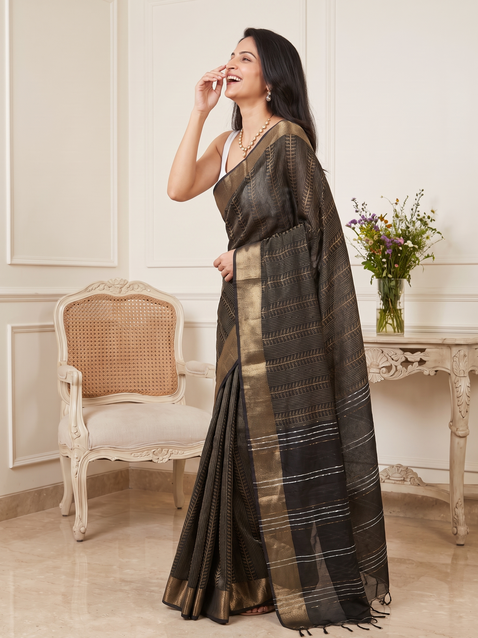 Classic Black Jari Silk Saree