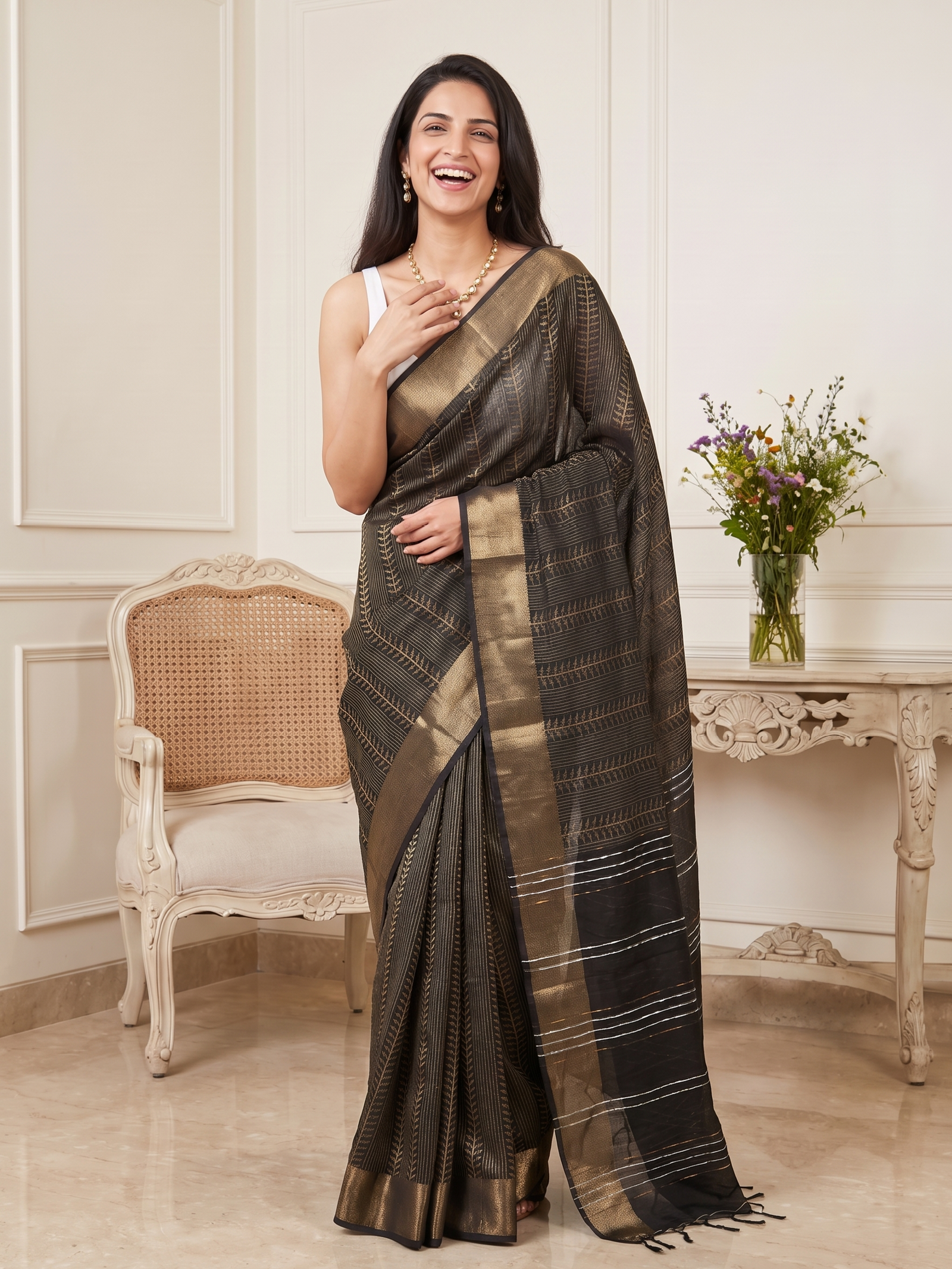 Classic Black Jari Silk Saree
