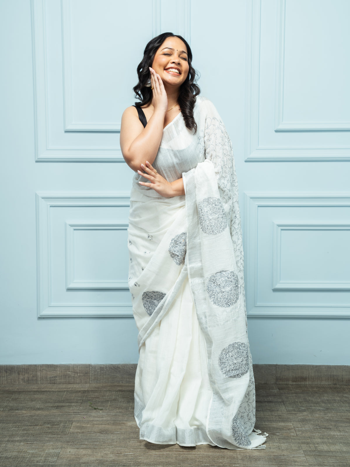 Chandani Blue Zari Saree