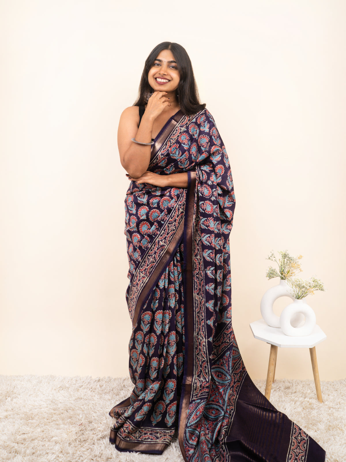 Golden Petals Modal Silk Saree