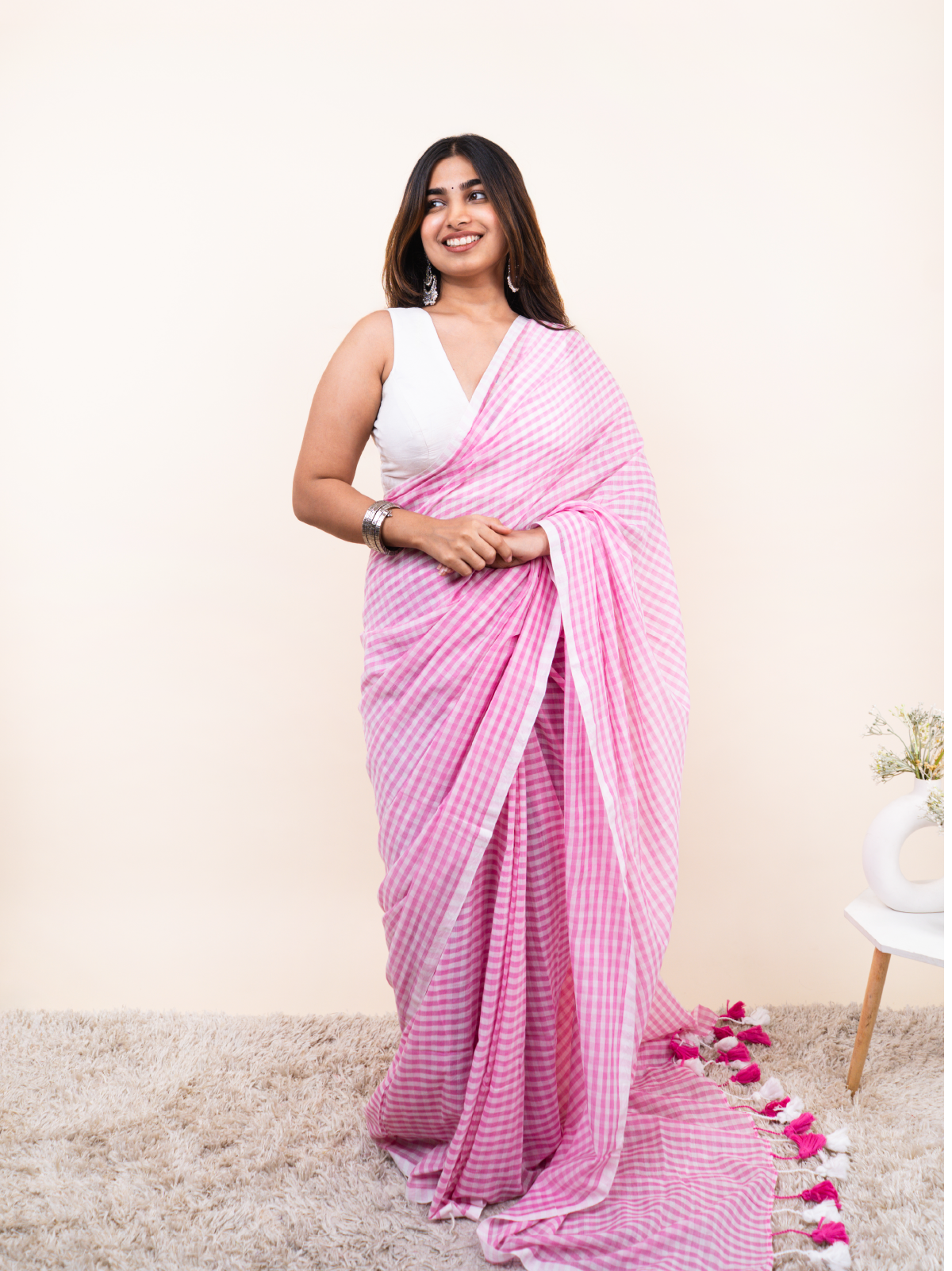 Isha Checks Mulmul Saree