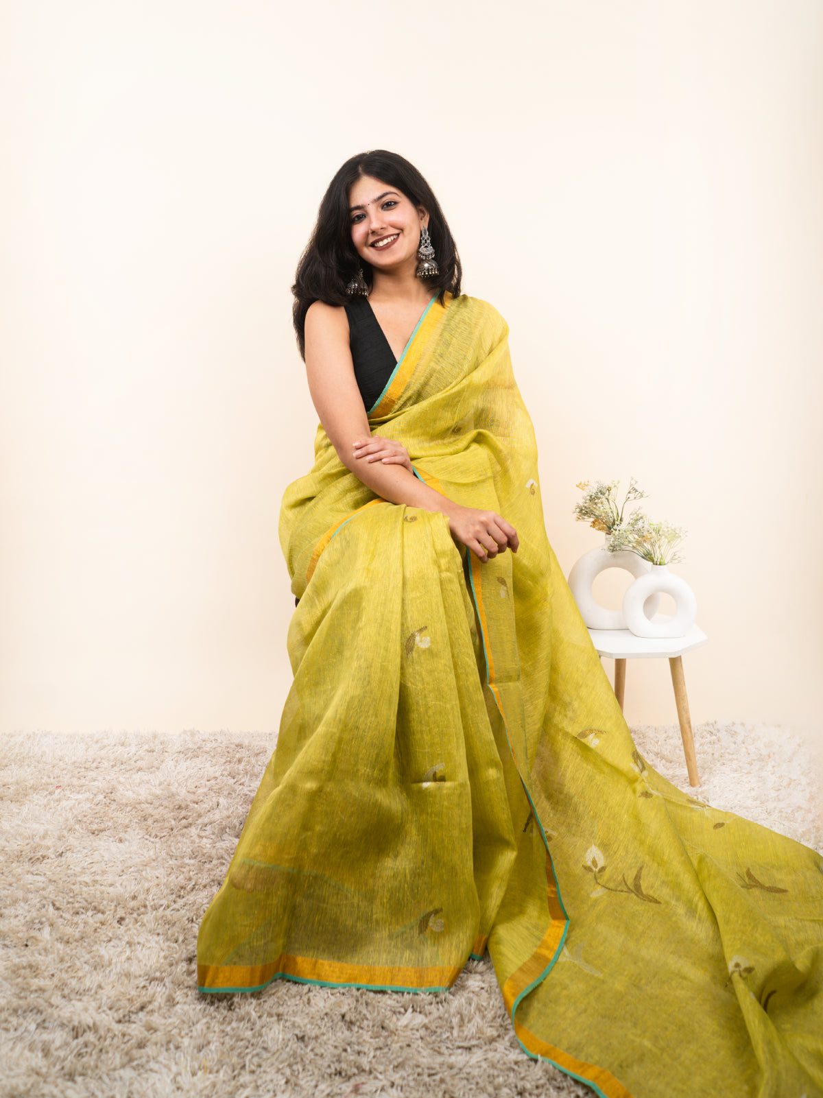 Lightwoven Linen Tissue Saree