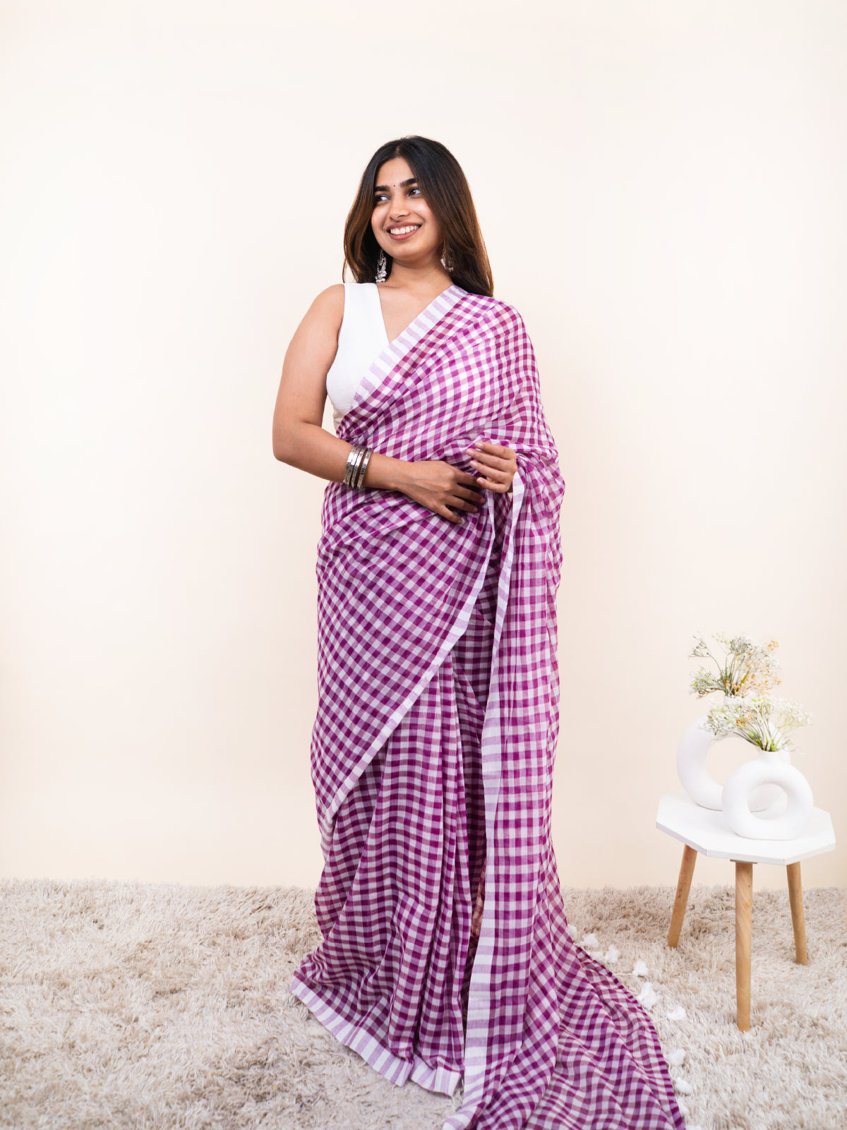 Soft Plum Mulmul Saree