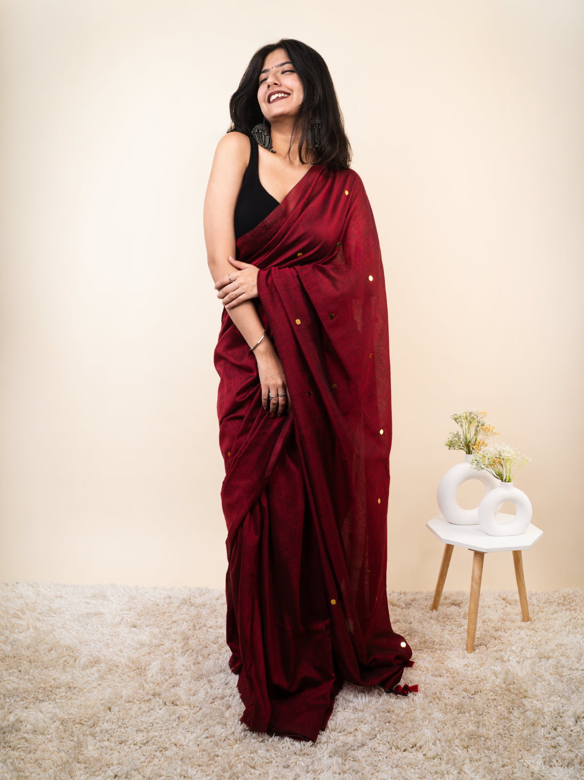 Brick Khadi Cotton Saree