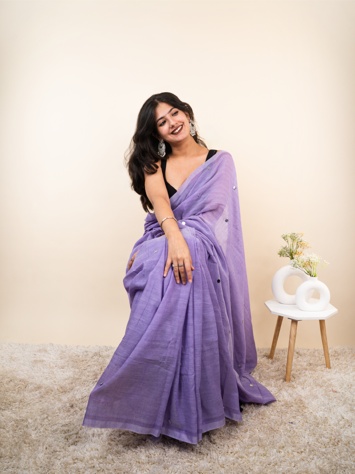 Lavender Khadi Cotton Saree