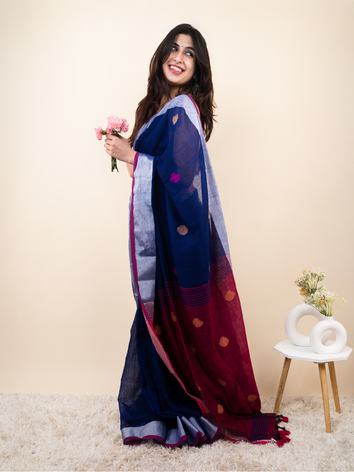 Phuljhari Linen Saree