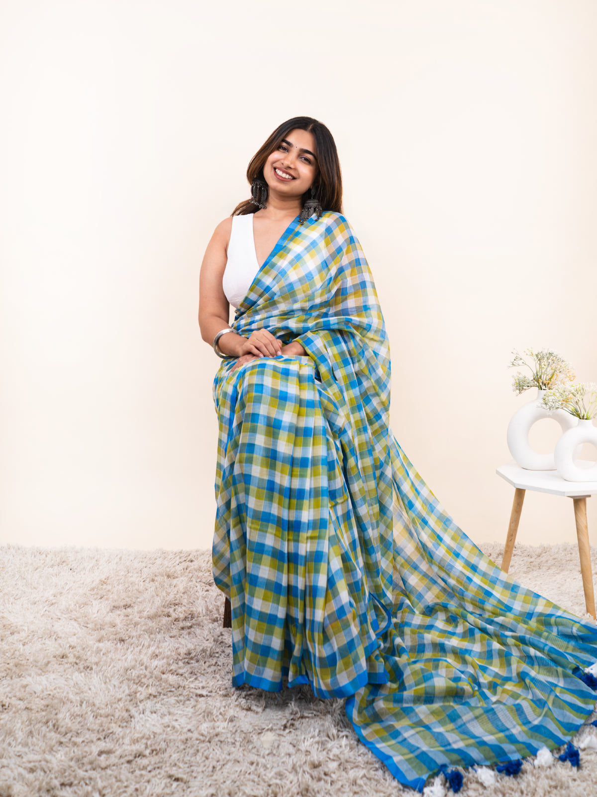 Neer Checks Mulmul Saree