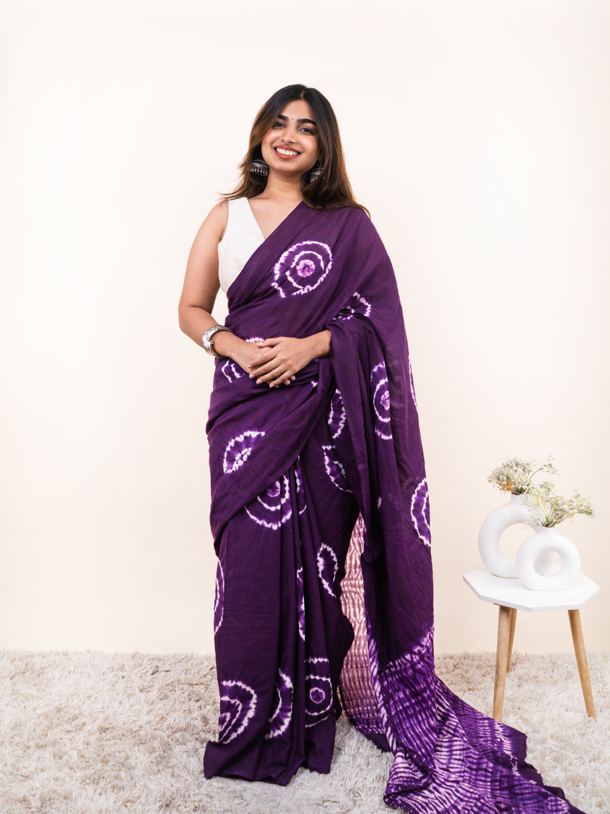 Purple Pari Mulmul Saree