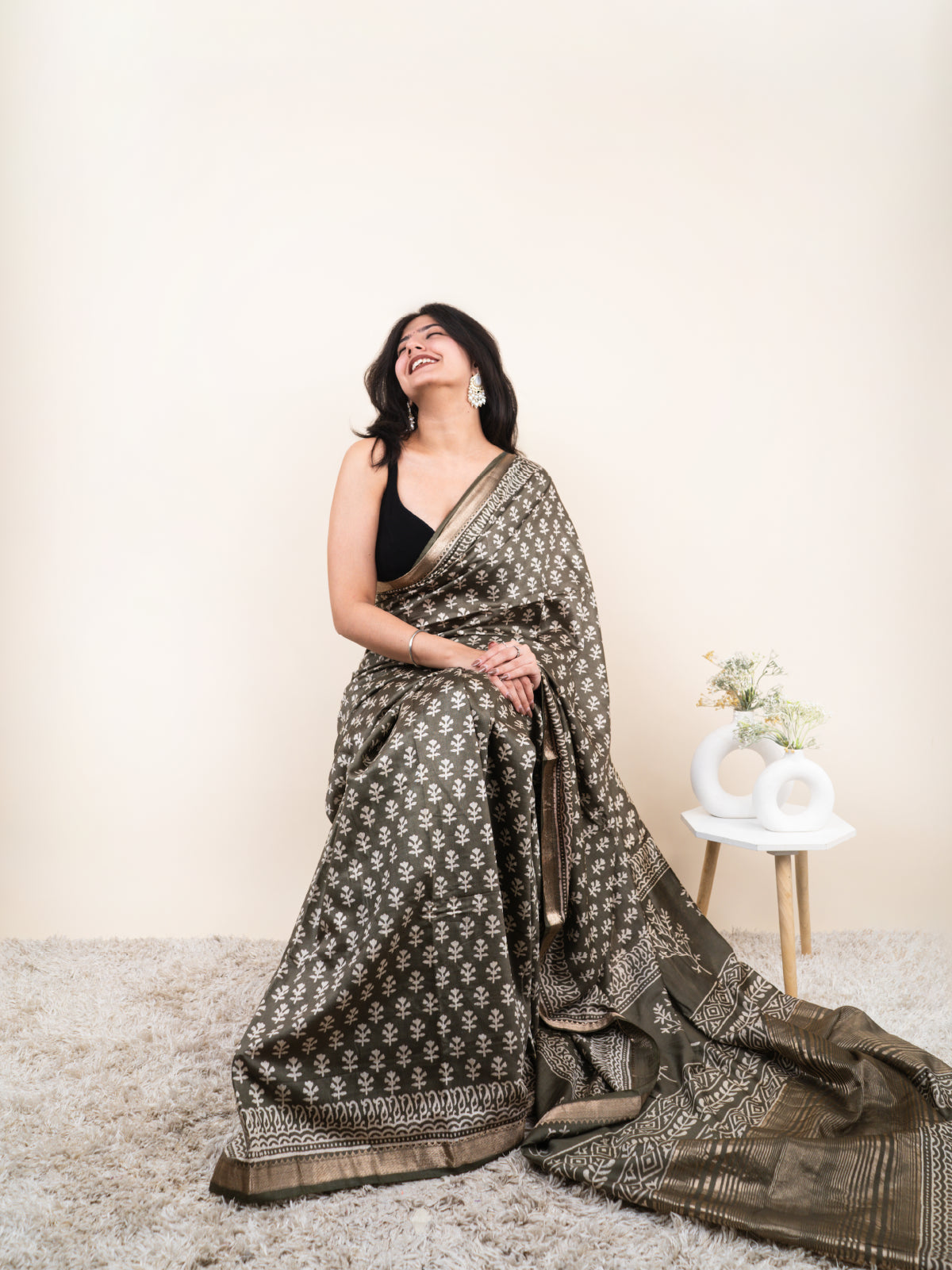 Noir Maheshwari Cotton Silk Saree