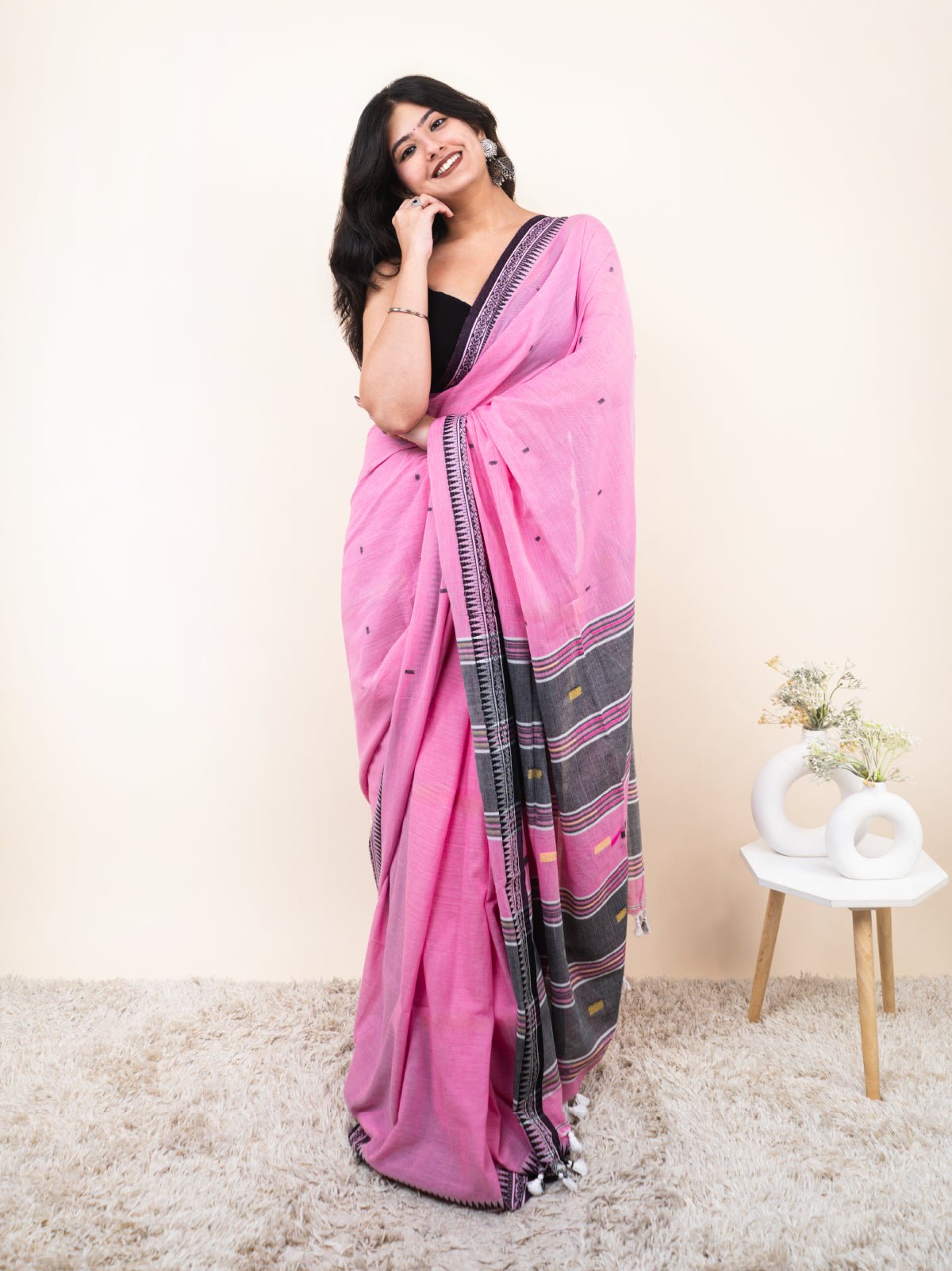 Rose Tana Mulmul Saree