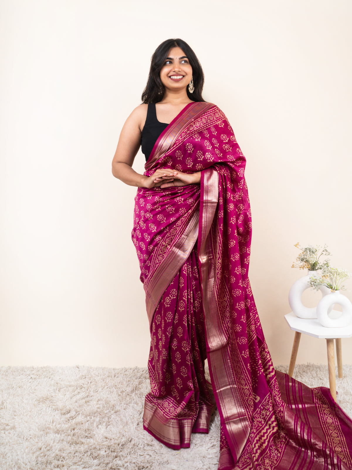 Rani Rekha Maheshwari Cotton Silk Saree