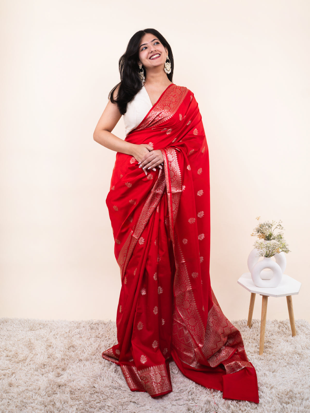 Red Bloom Silk Saree