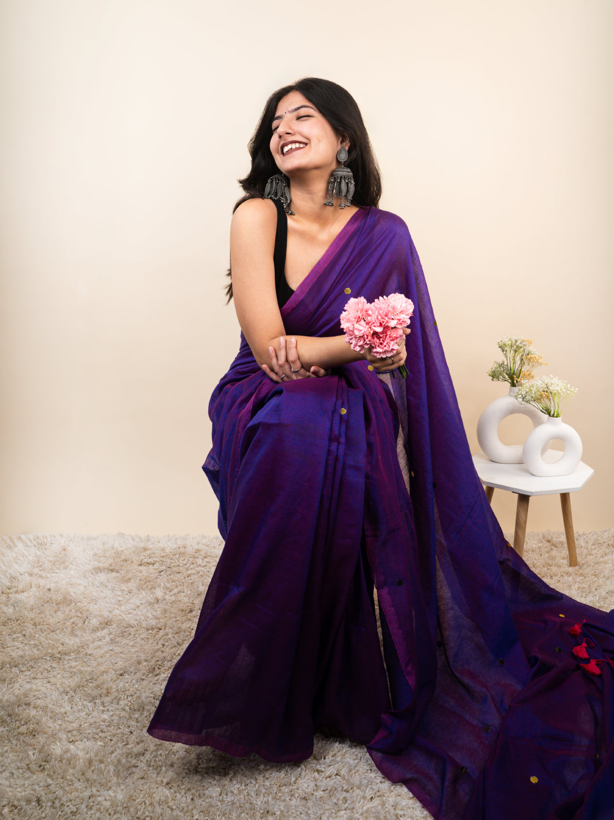 Eggplant Cotton Saree