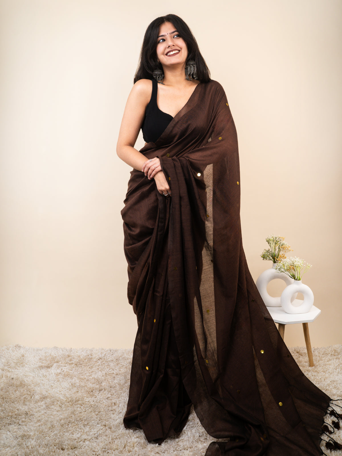 Brownie Khadi Cotton Saree