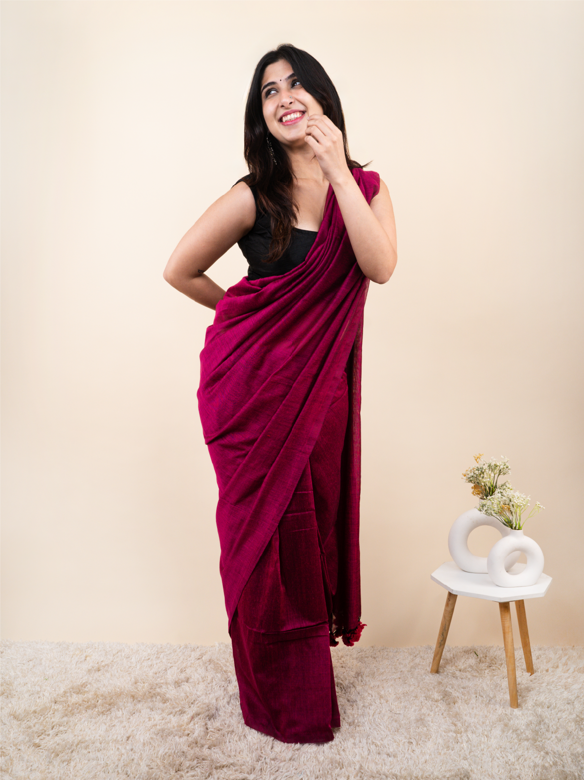 Blush Khadi Cotton Saree