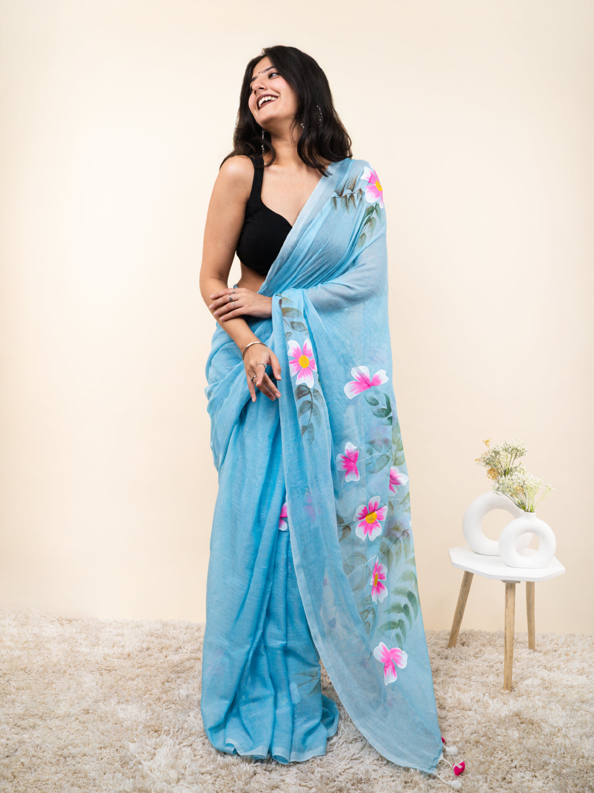 Blossom Cascade Mulmul Saree