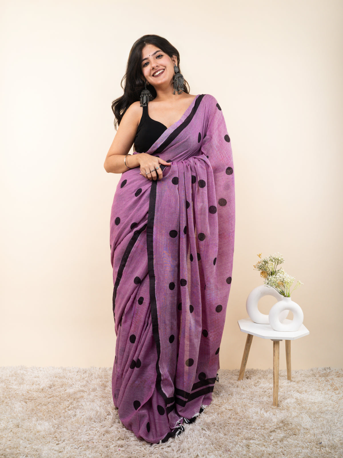 Boond Khadi cotton Saree