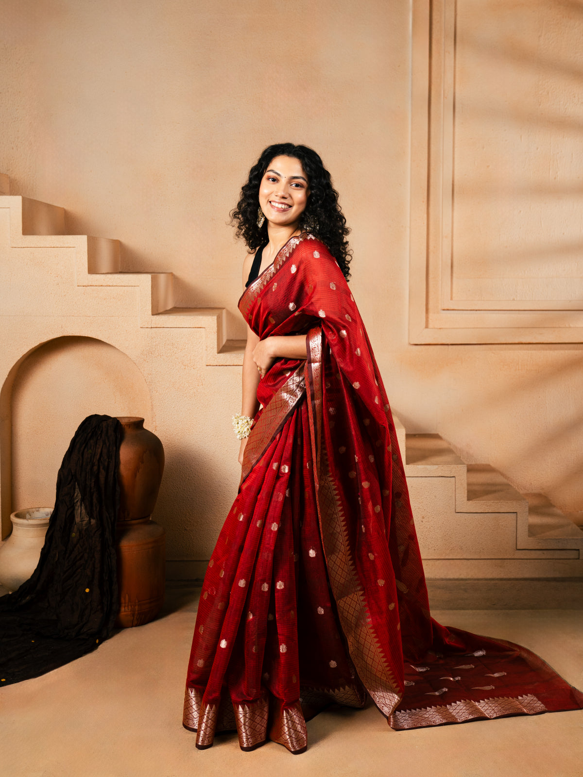 Ambar Jaal Banarasi Cotton Saree