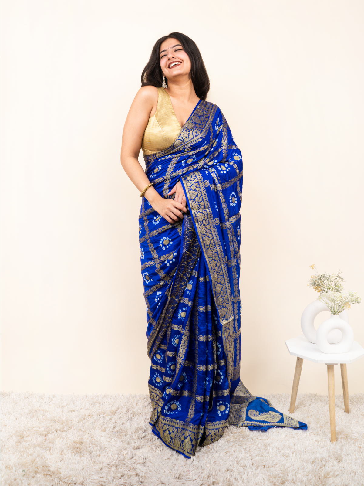 Rangrez Bandhani Cotton Silk Saree