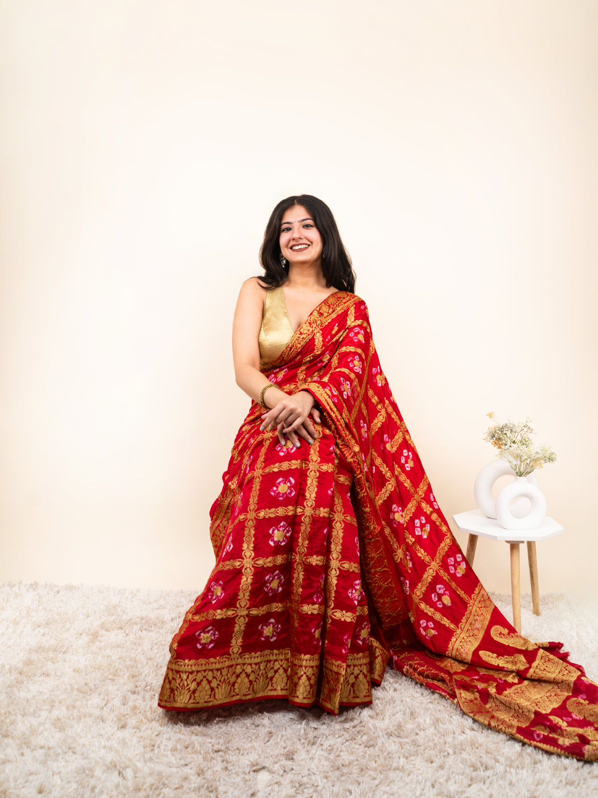 Rangdhora Bandhani Cotton Silk Saree