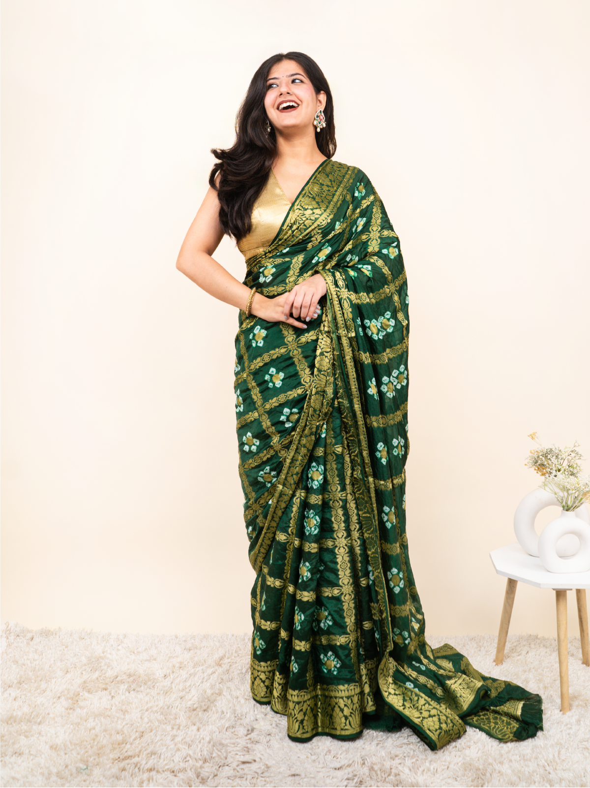 Sanchari Bandhani Cotton Silk Saree