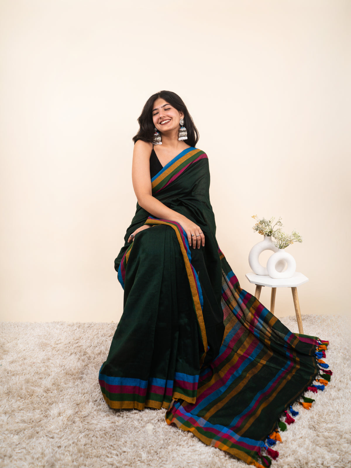 Deep Forest Cotton Saree