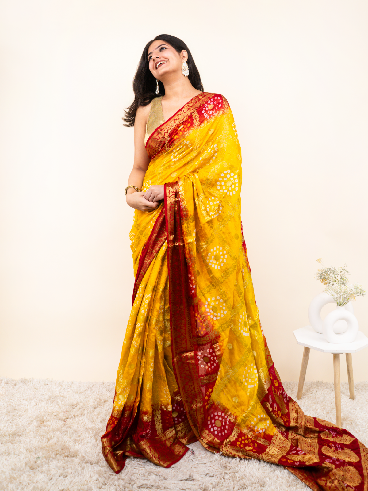 Rangbhaara Bandhani Cotton Silk Saree