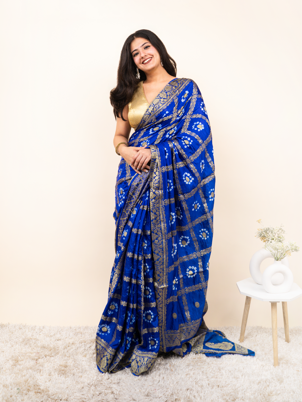 Rangrez Bandhani Cotton Silk Saree