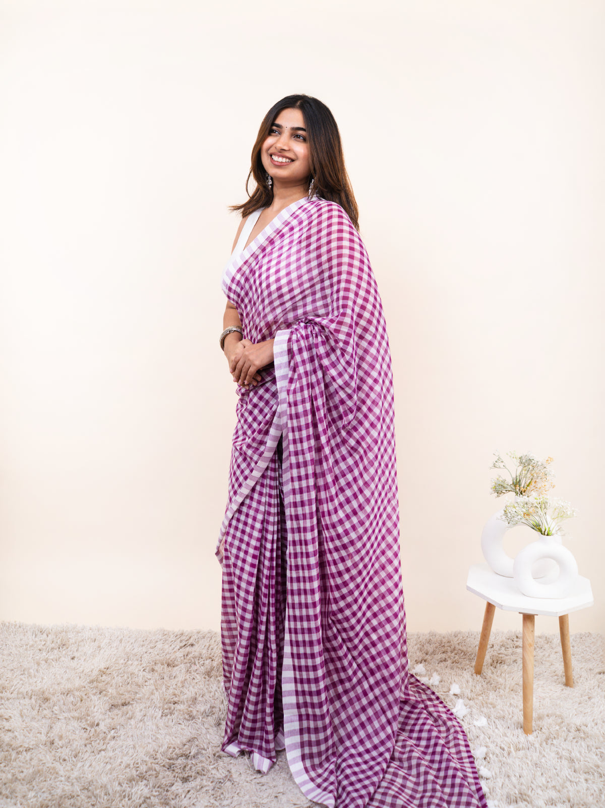 Soft Plum Mulmul Saree