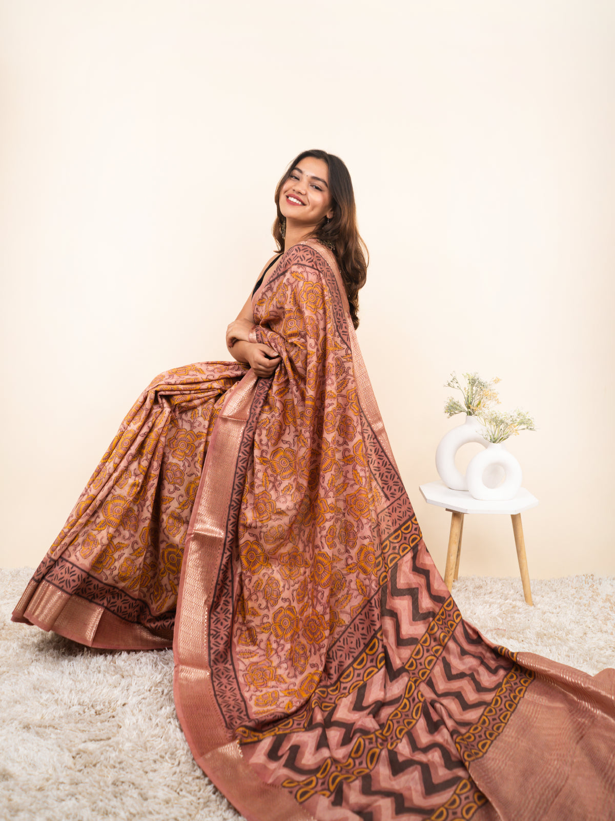 Sky Light Maheshwari Cotton Silk Saree