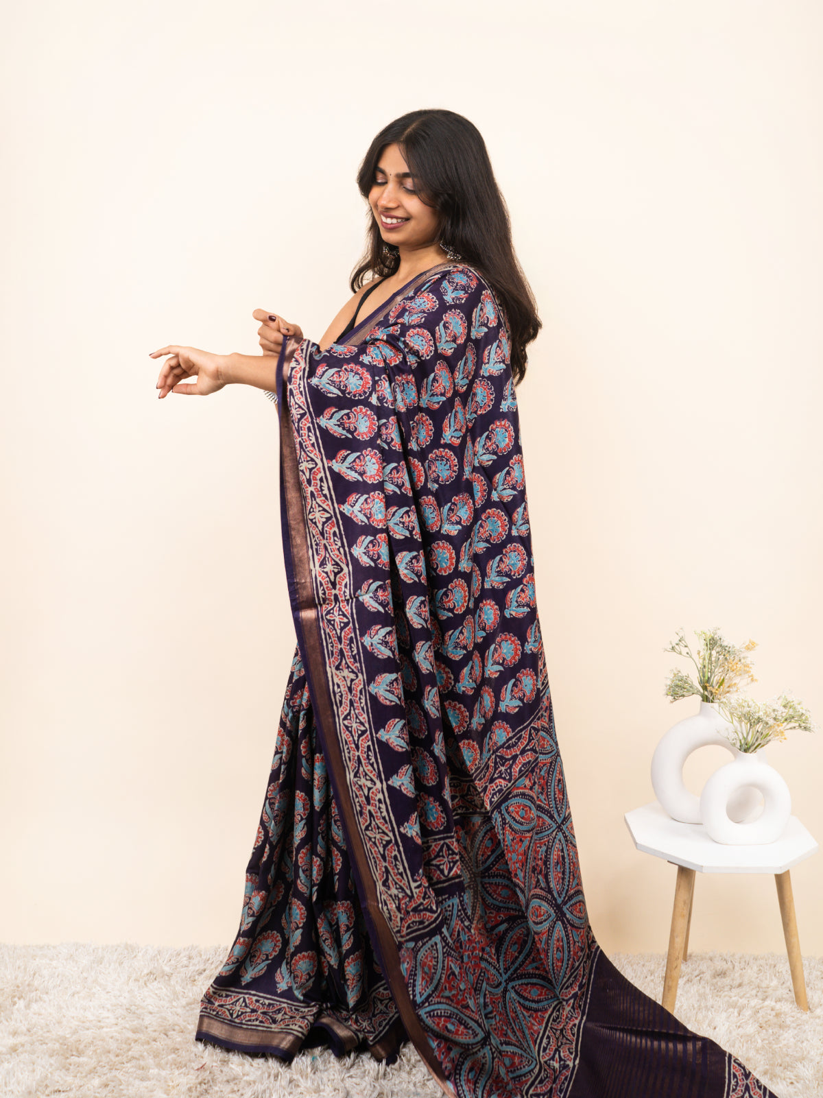 Golden Petals Modal Silk Saree