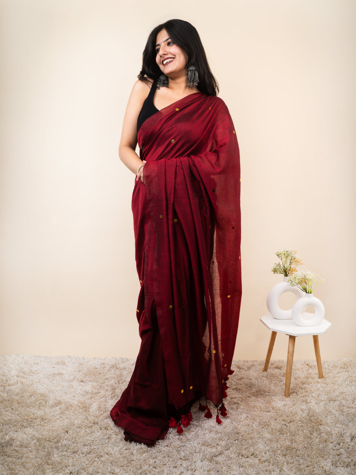 Brick Khadi Cotton Saree