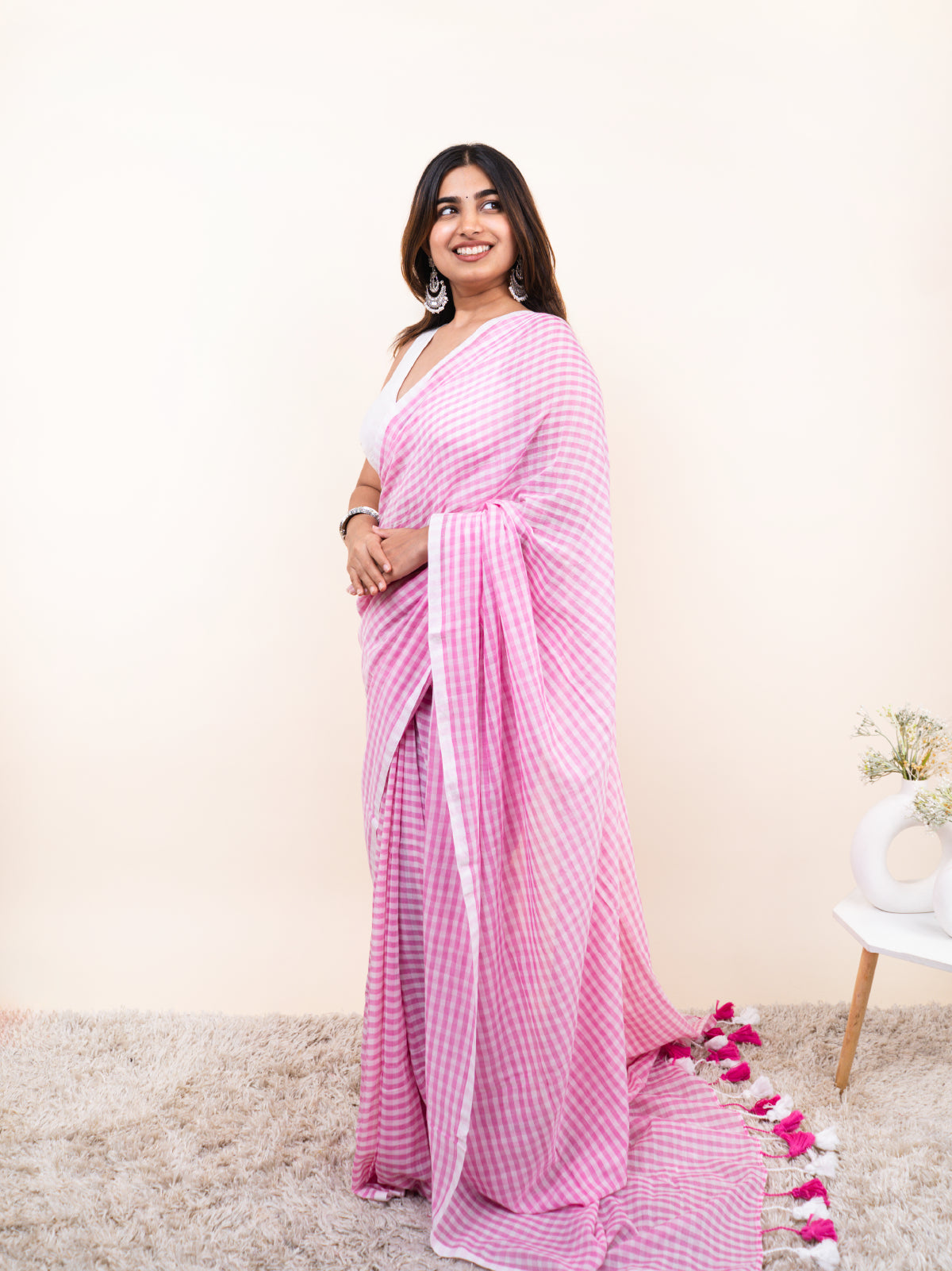 Isha Checks Mulmul Saree