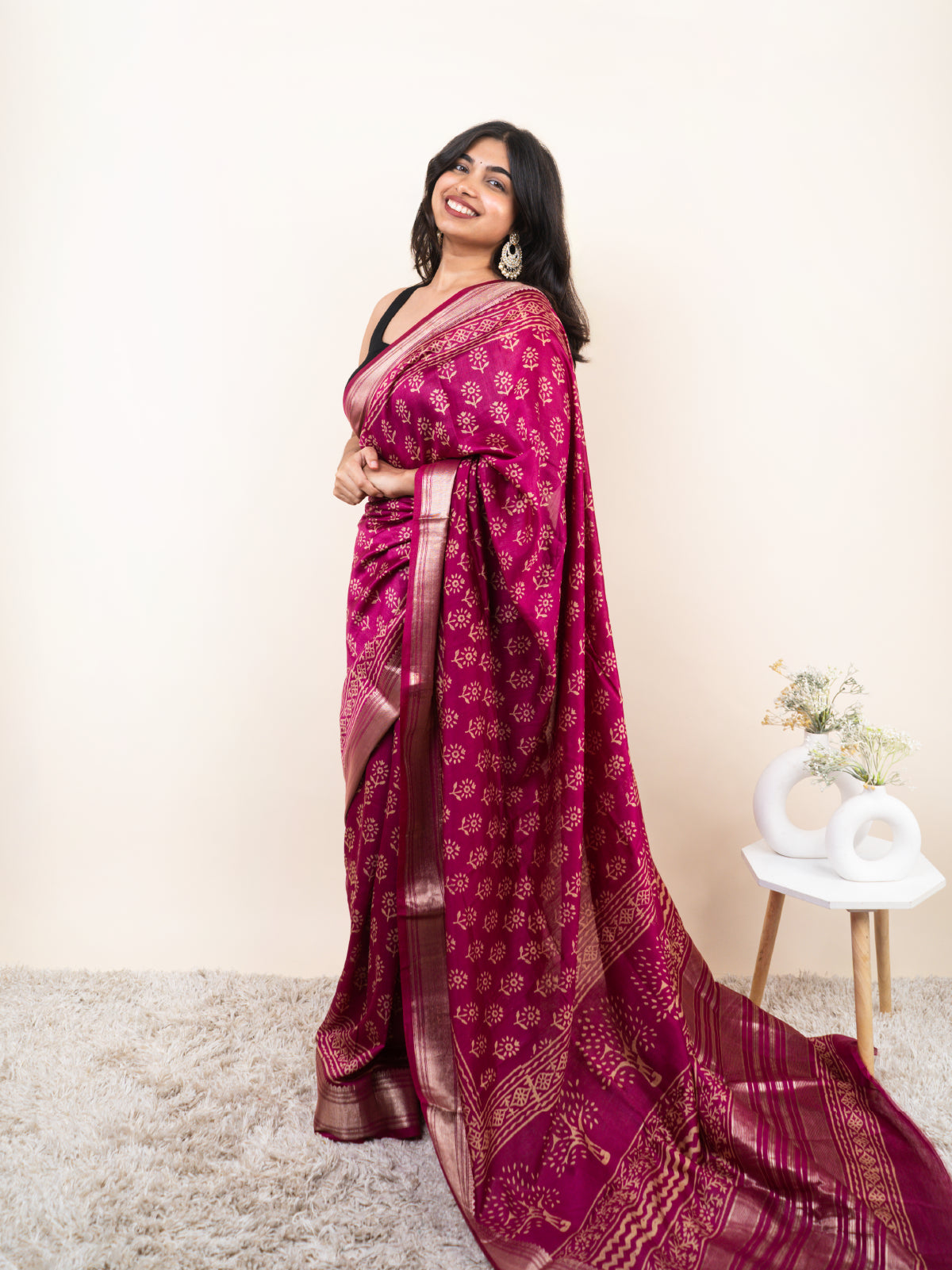 Rani Rekha Maheshwari Cotton Silk Saree