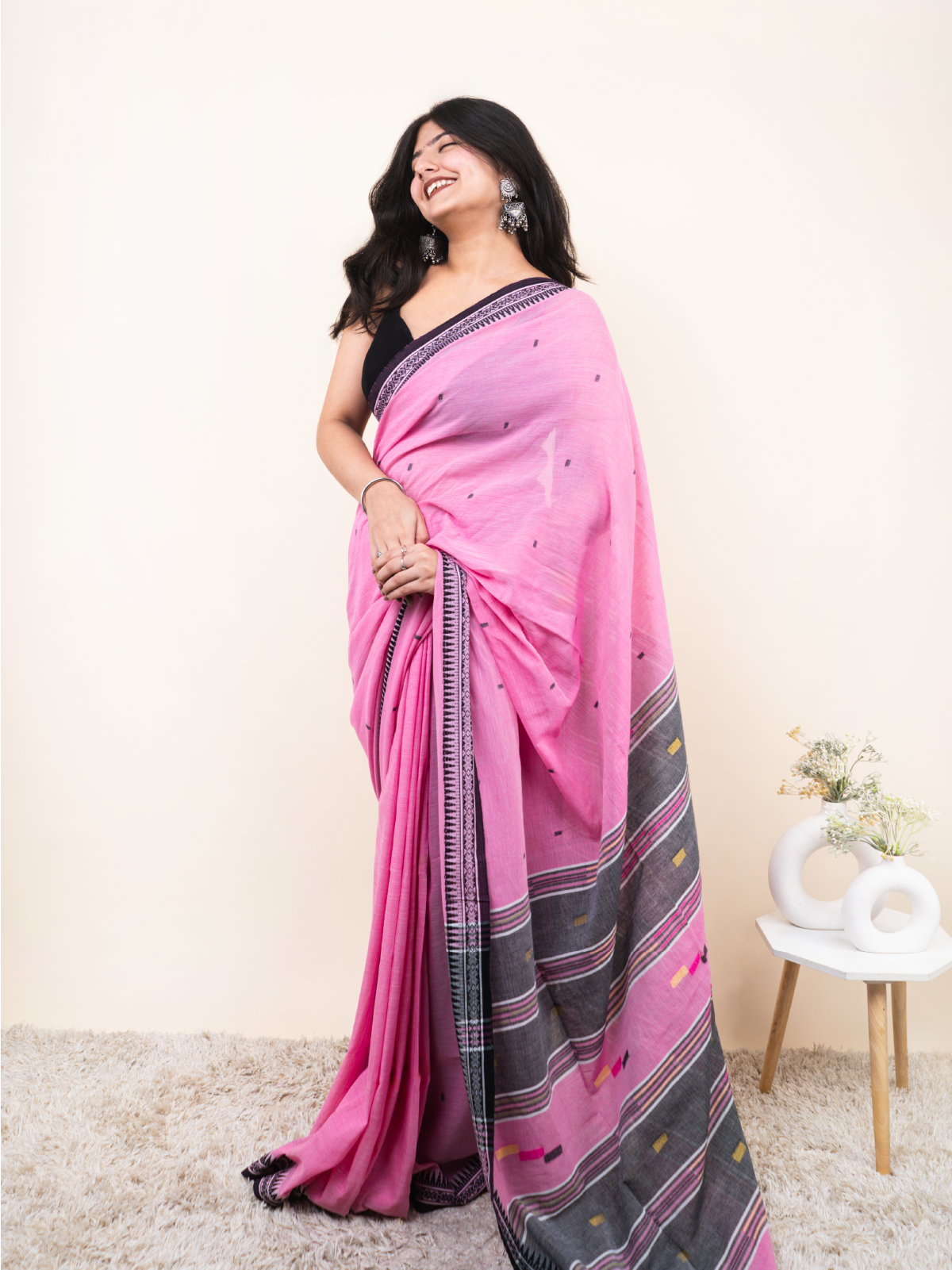 Rose Tana Mulmul Saree