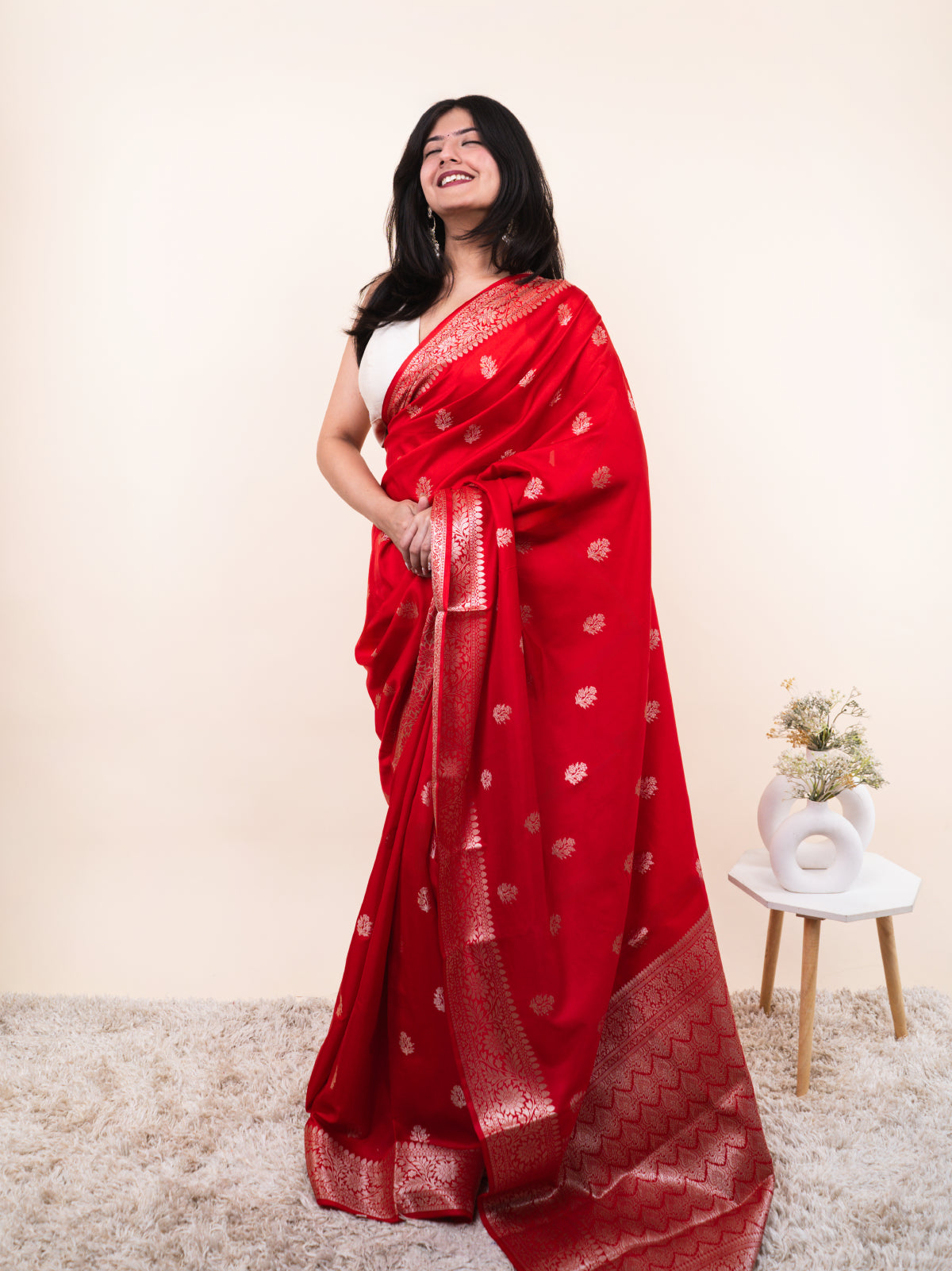 Red Bloom Silk Saree