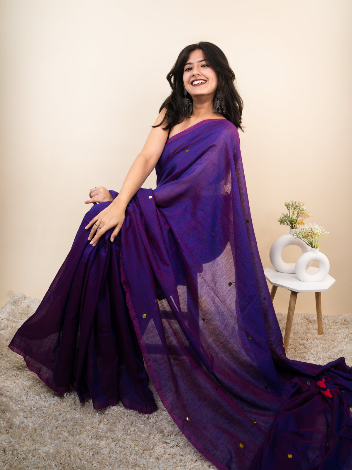 Eggplant Cotton Saree