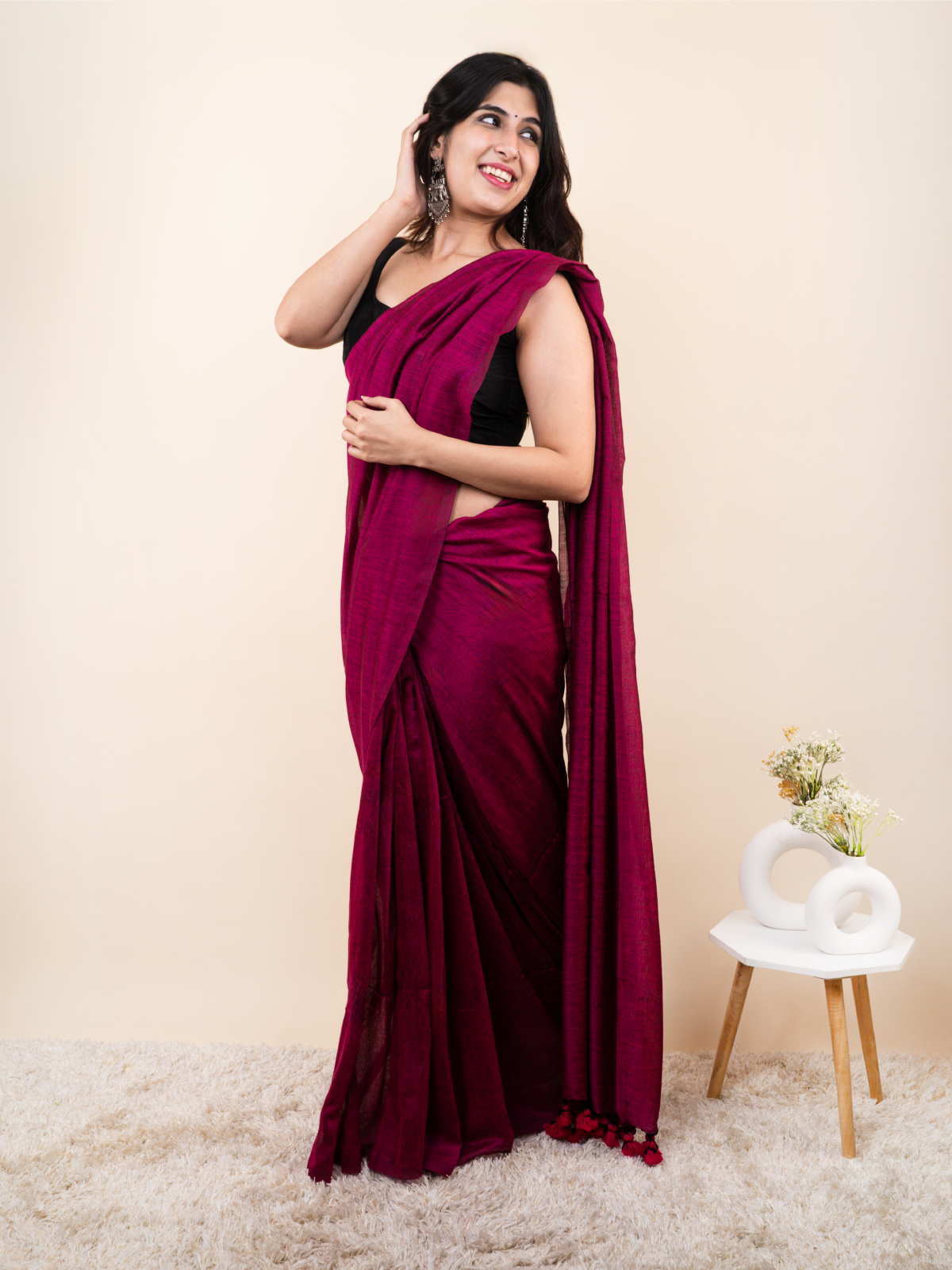 Blush Khadi Cotton Saree