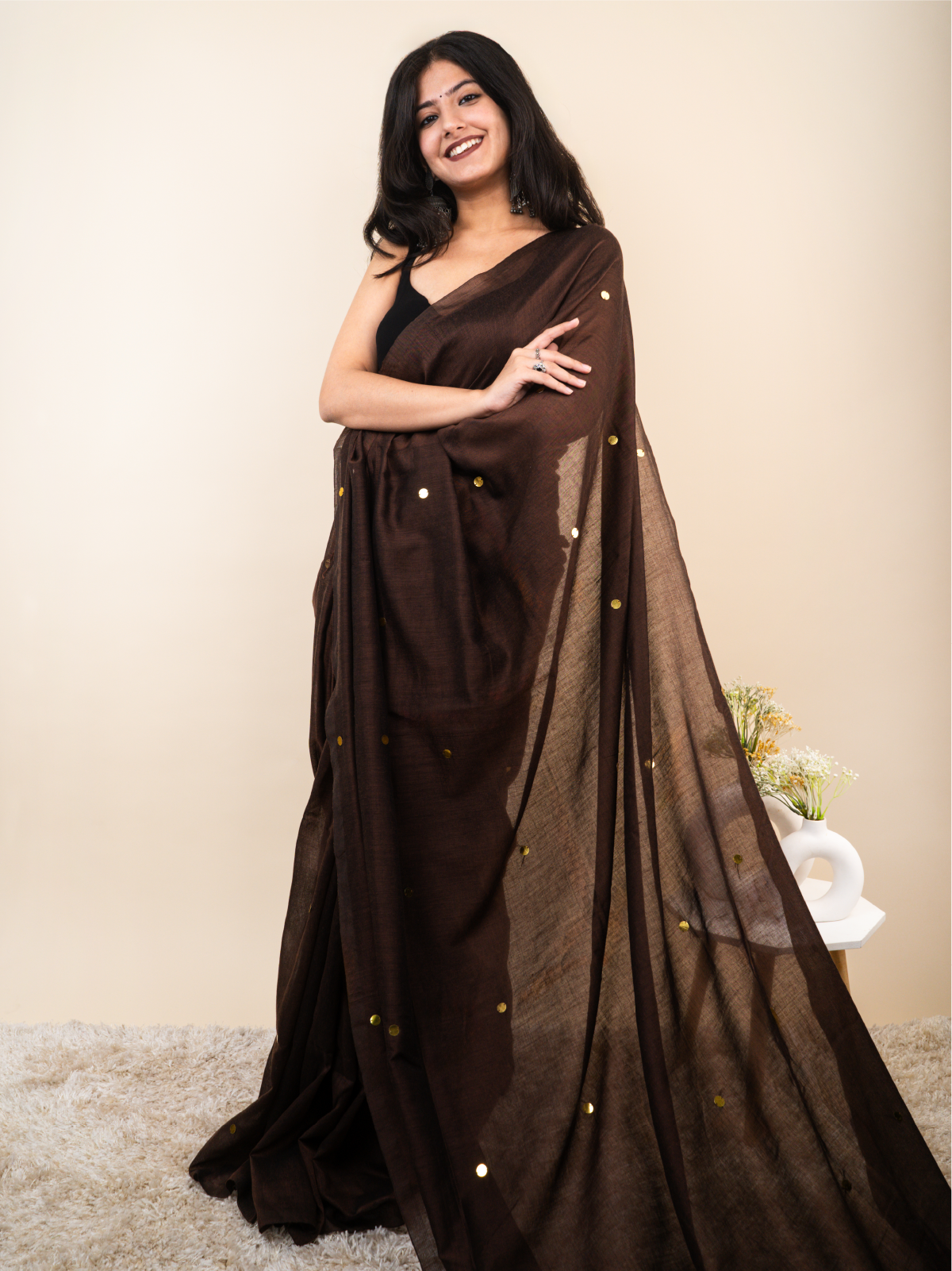 Brownie Khadi Cotton Saree